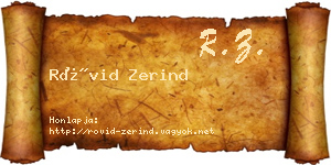 Rövid Zerind névjegykártya